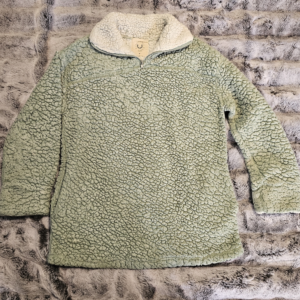 Fantastic Fawn Pullover Sherpa top sweater women's Sage Green